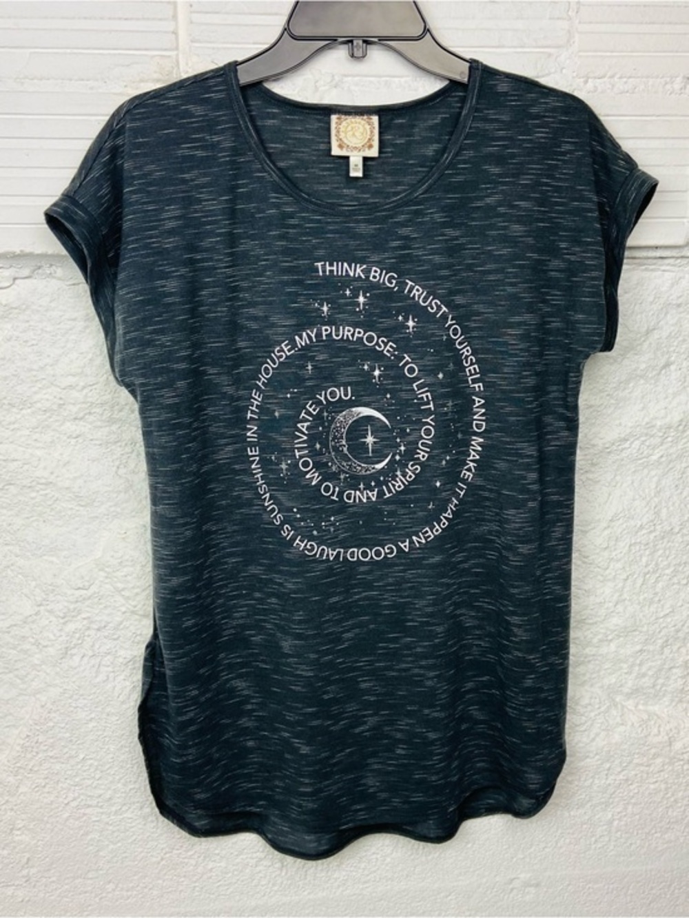 NWOT Truself Think Big Moon celestial Graphic Short-Sleeve Tee size medium